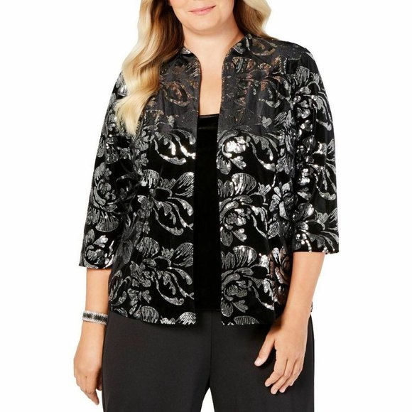 Alex Evenings Jackets & Blazers - NWT Alex Evenings Velvet Sequins Stretch Jacket 1X